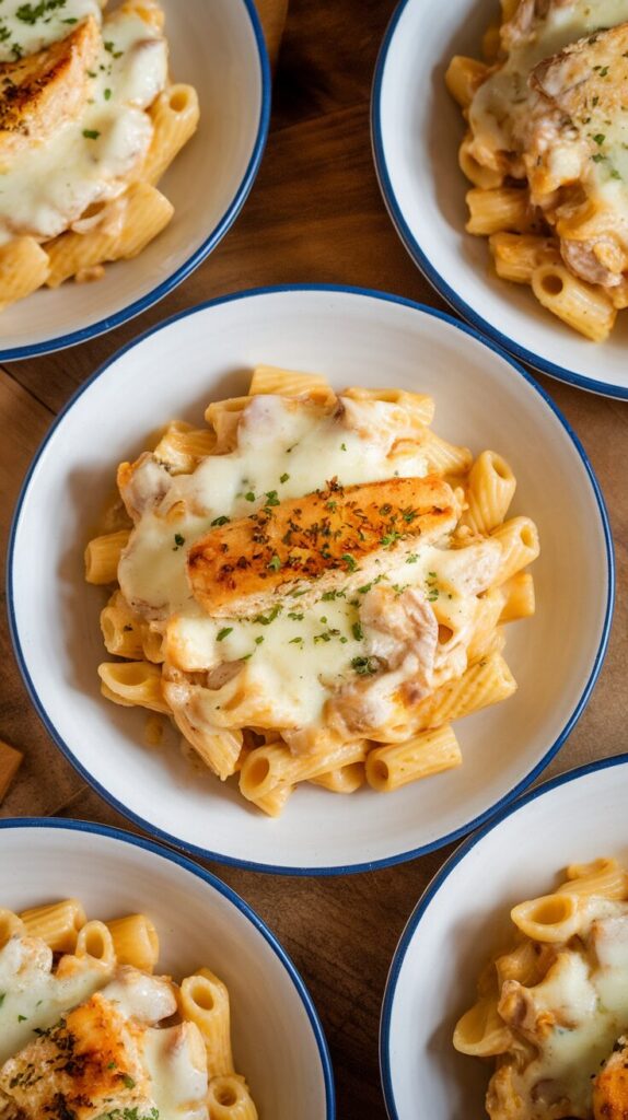 Baked Cheesy Chicken Alfredo Pasta