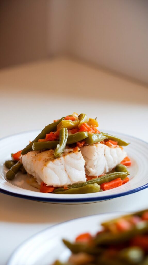 Baked Cod with Veggie Topping