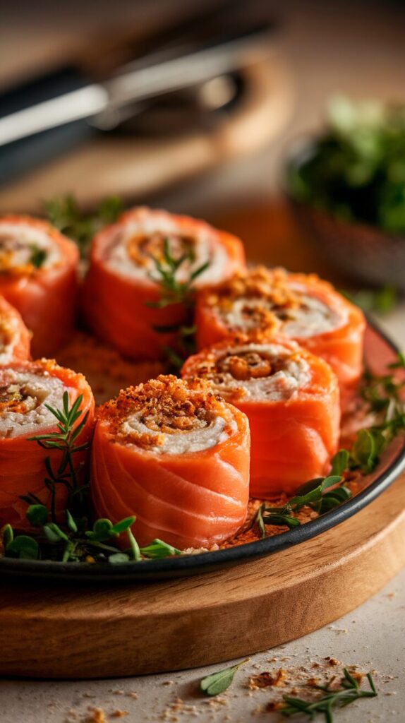 Crab-Stuffed Salmon Rolls