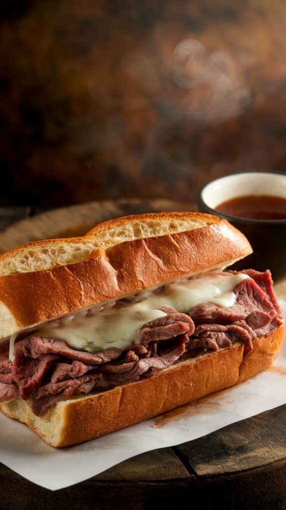French Dip Roast Beef Sandwich