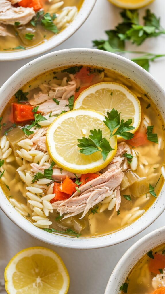 Lemon Chicken Orzo Soup