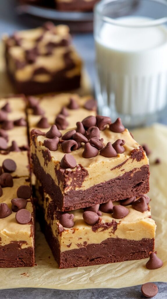 Milk Chocolate Brownies with Cookie Dough Topping