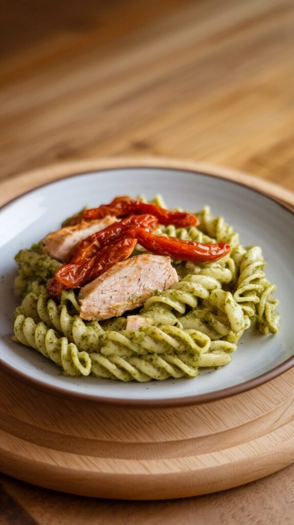 Pesto Chicken Pasta with Sun-Dried Tomatoes