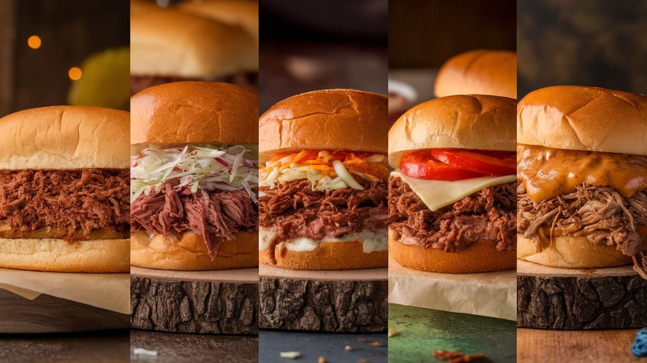 Shredded beef sandwiches
