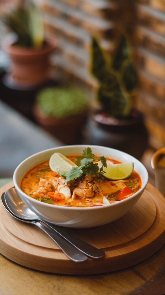 Spicy Chicken Soup with Lime & Cilantro