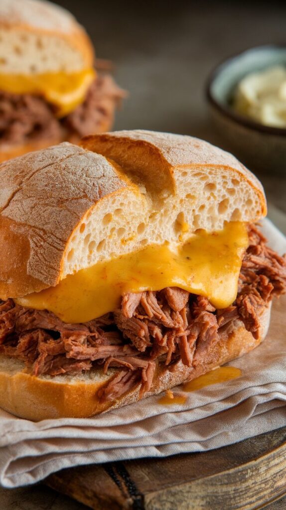 Spicy Chipotle Shredded Beef Sandwich