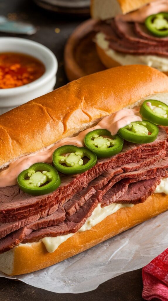 Spicy Jalapeño Beef Dip Sandwich