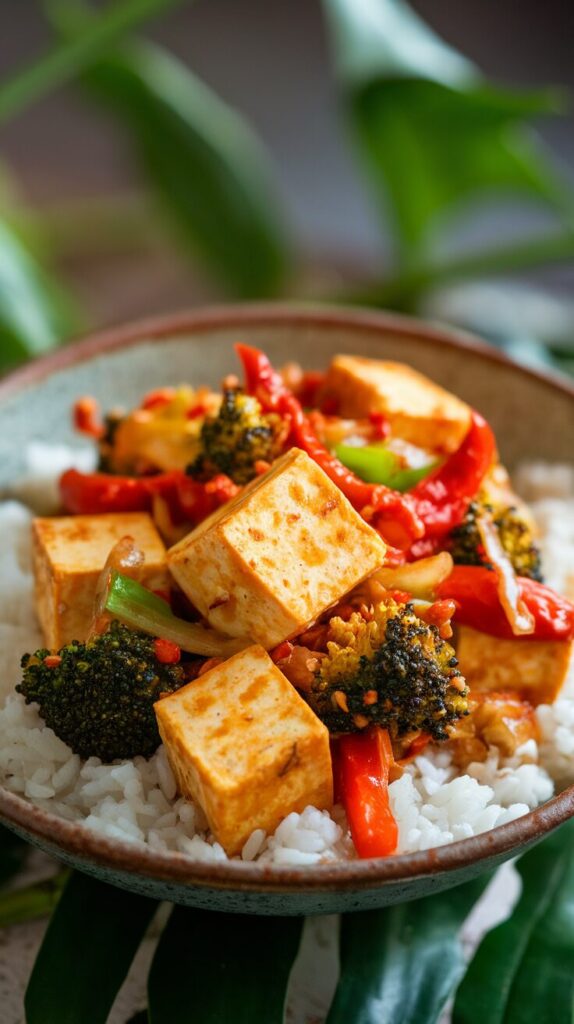 Spicy Tofu & Veggie Stirfry