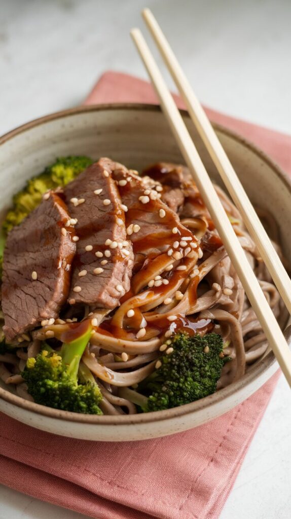 Beef and broccoli noodles
