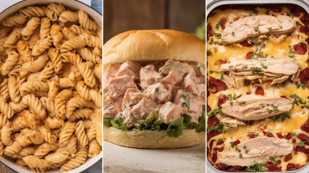 three variations of canned chicken dishes