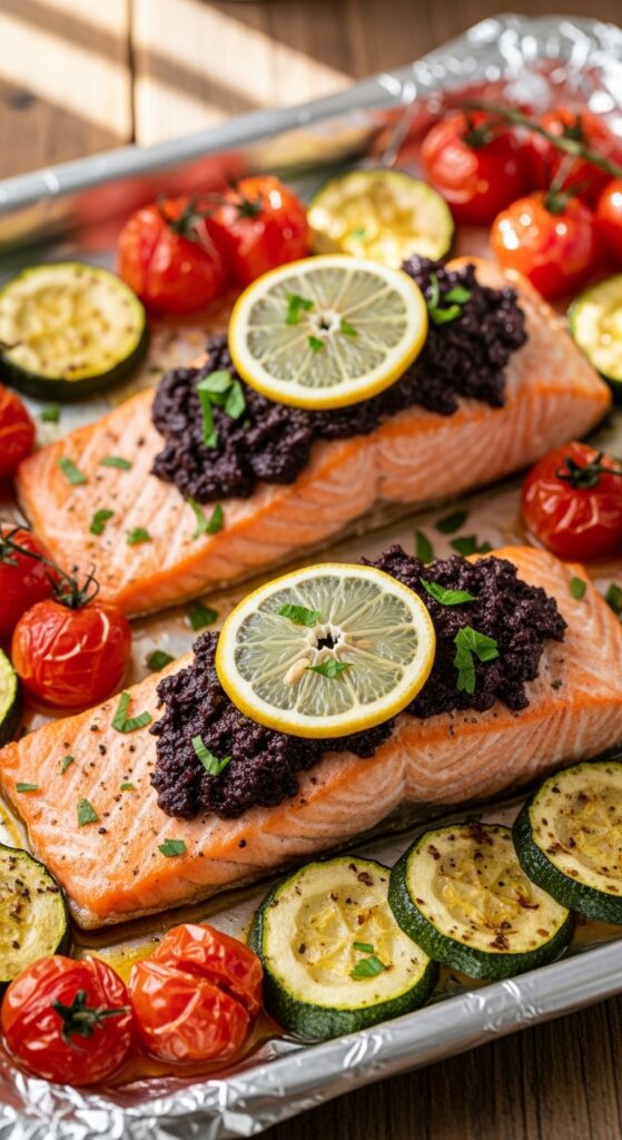 Baked Salmon with Olive Tapenade