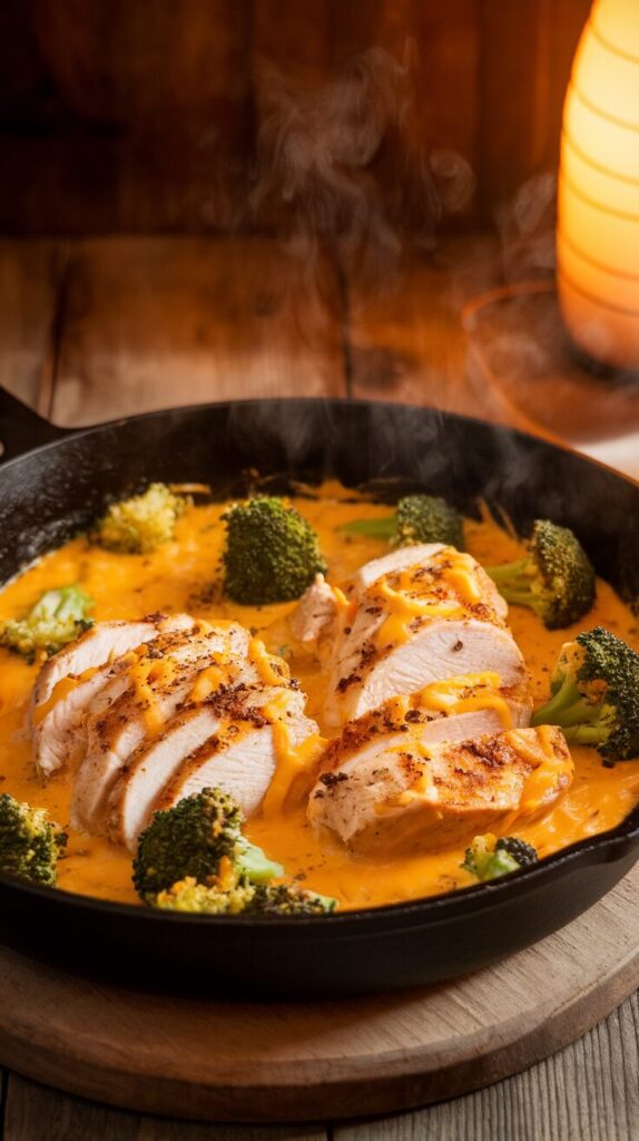Cheesy Broccoli and Chicken Skillet