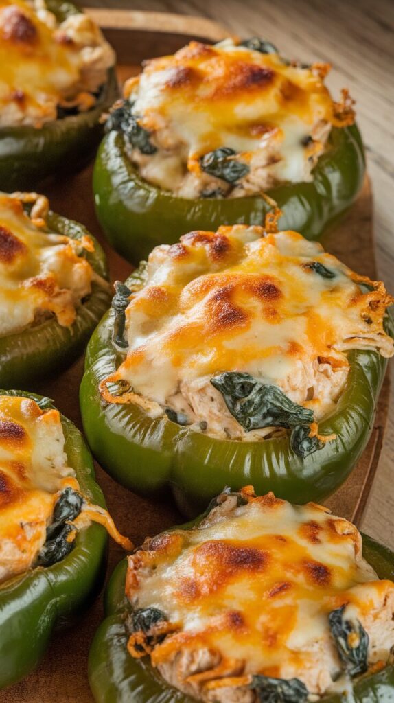 Cheesy Chicken & Spinach Stuffed Peppers