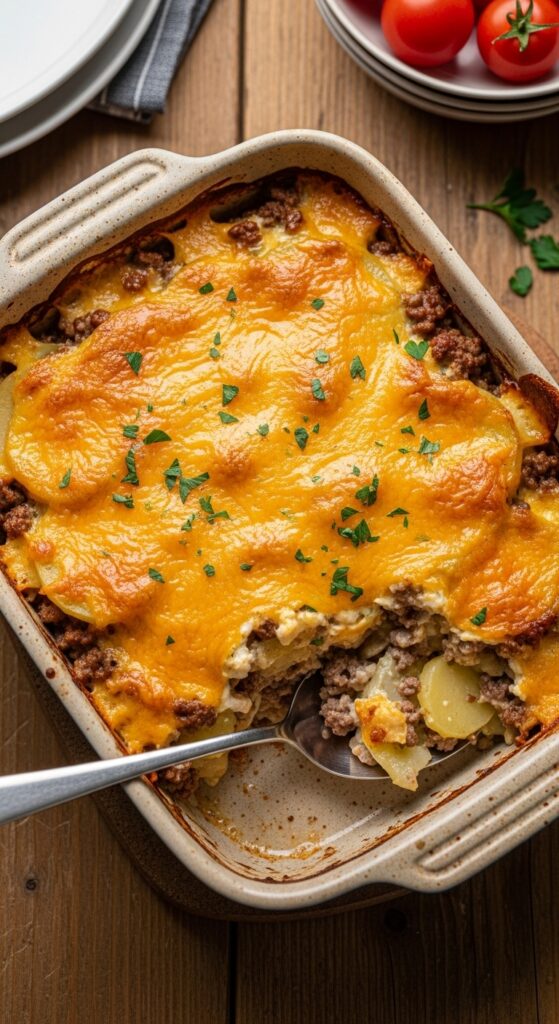 Cheesy Ground Beef & Potato Casserole