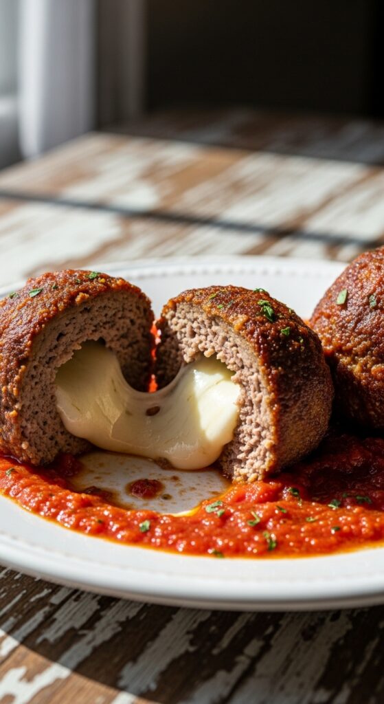 Cheesy Stuffed Meatballs