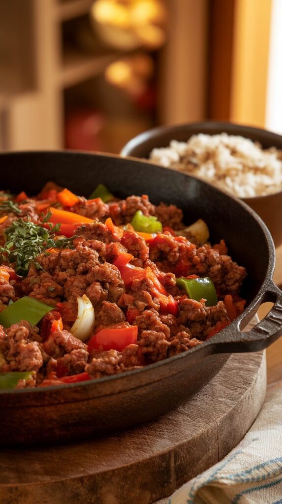 Classic Ground Beef and Bell Pepper Skillet