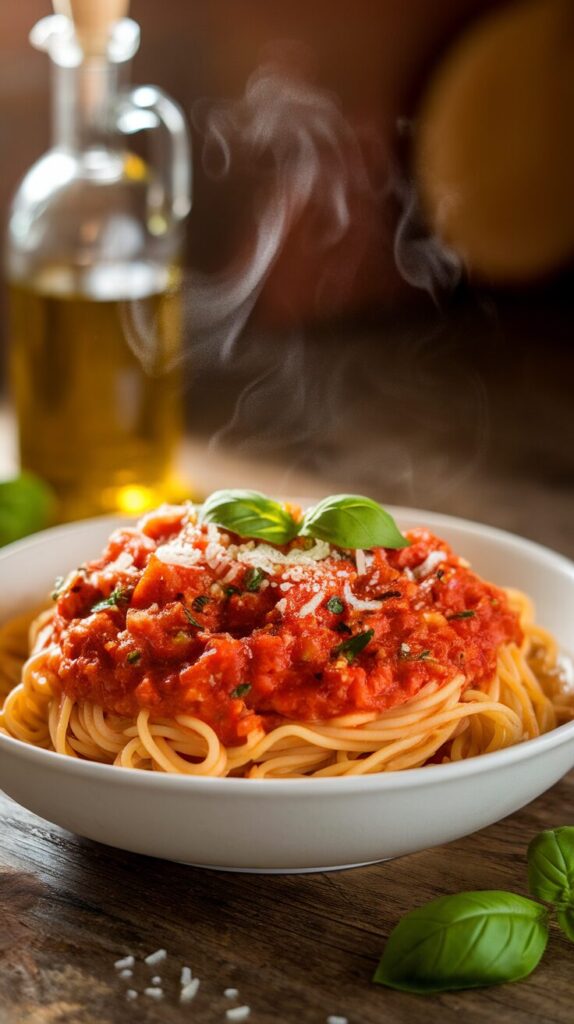 Classic Spaghetti with Crushed Tomato Marinara