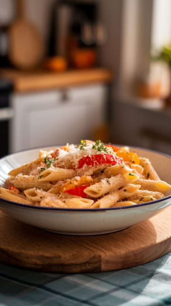 Creamy Chicken and Bell Pepper Pasta