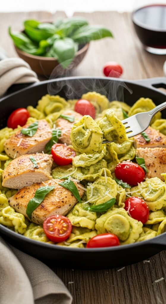 Creamy Pesto Chicken Tortellini