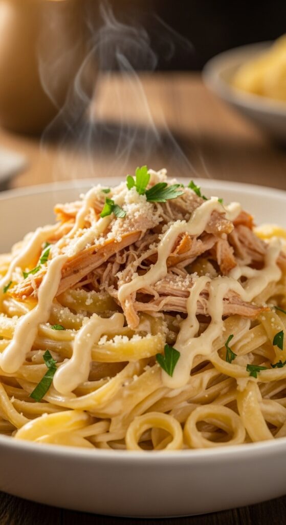 Creamy Rotisserie Chicken Alfredo Pasta