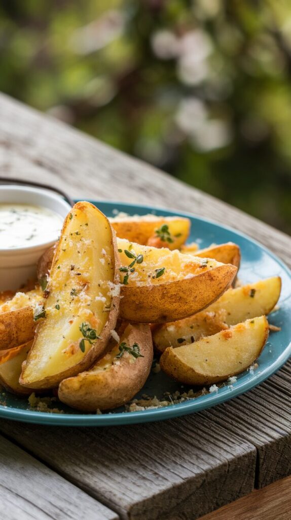 Crispy Garlic Parmesan Potato Wedges