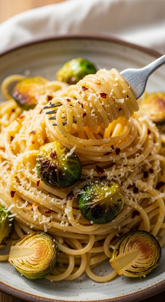 Garlic Butter Brussel Sprouts Pasta