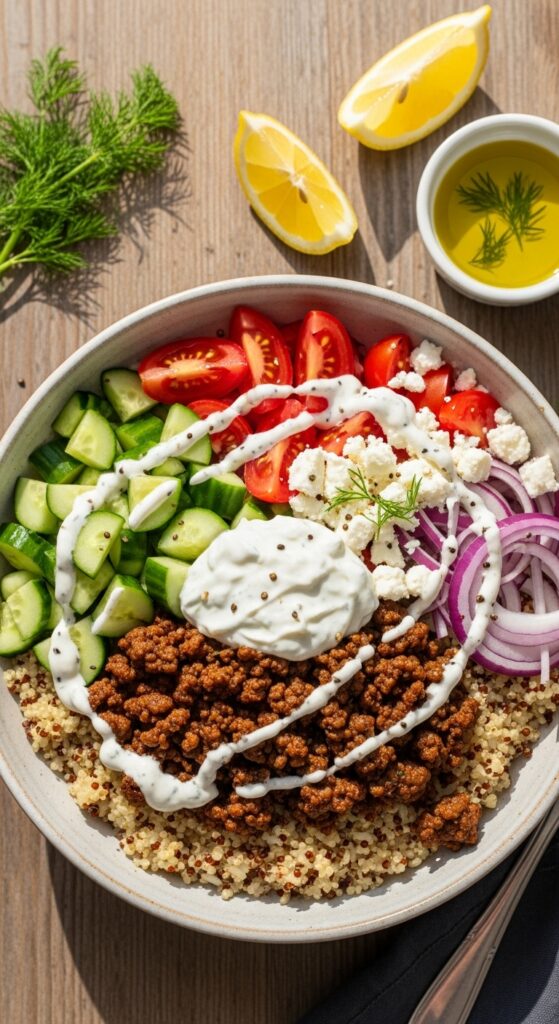 Greek-Style Ground Beef Bowls