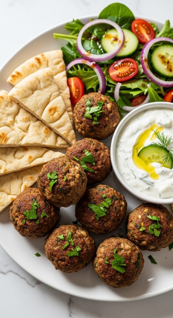 Greek-Style Meatballs with Tzatziki