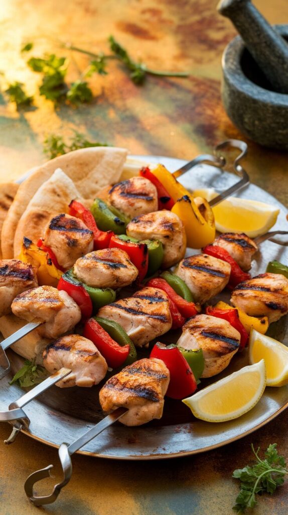 Grilled Chicken and Bell Pepper Skewers