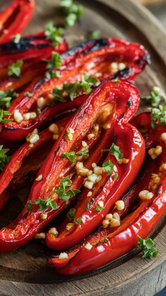Grilled Red Peppers with Olive Oil and Garlic