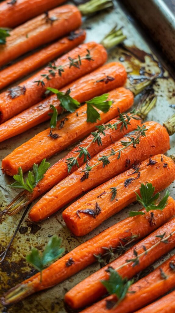 Healthy Roasted Carrots with Garlic & Herbs