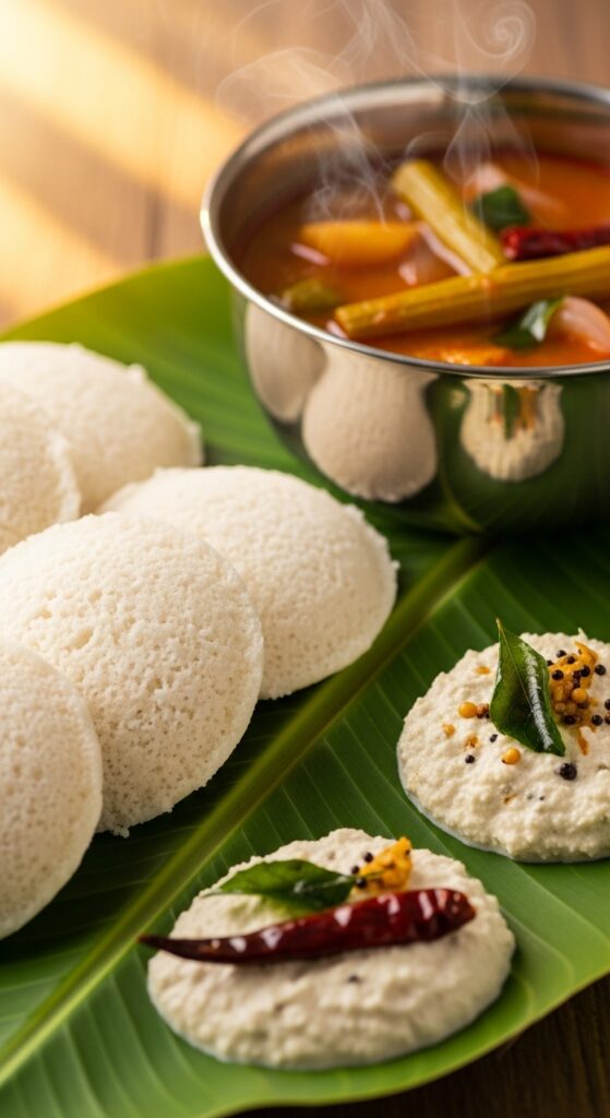 Idli with Coconut Chutney