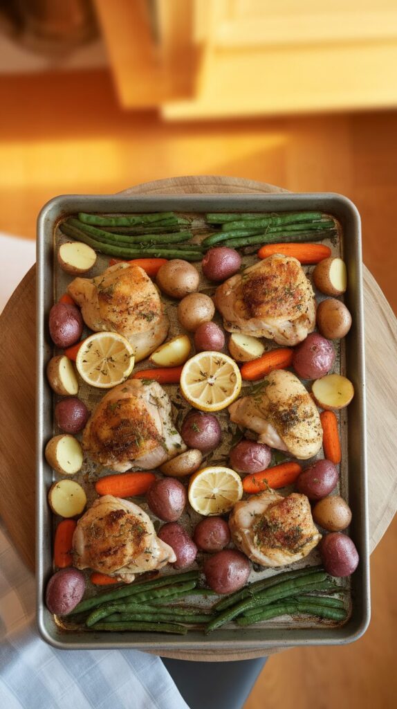 One-Pan Lemon Herb Chicken Thighs with Veggies