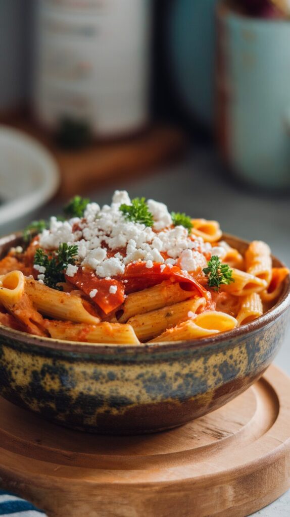Red Pepper and Feta Pasta
