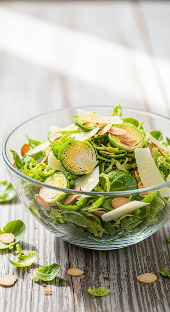 Shaved Brussel Sprout Salad with Lemon and Almonds