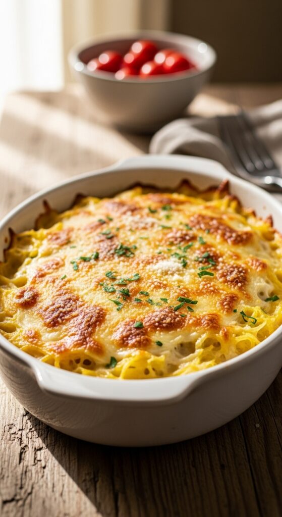 Spaghetti Squash Alfredo Bake