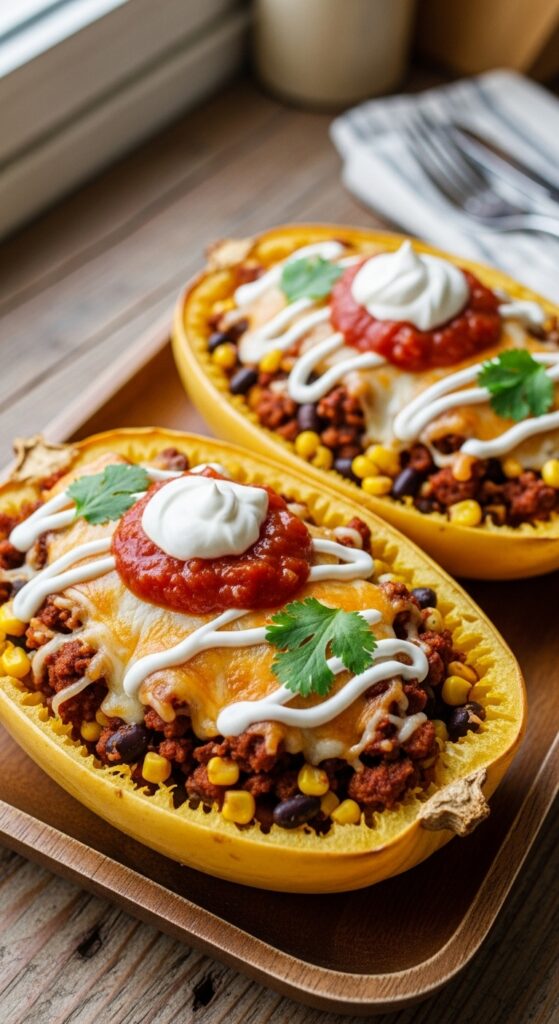 Spaghetti Squash Taco Boats