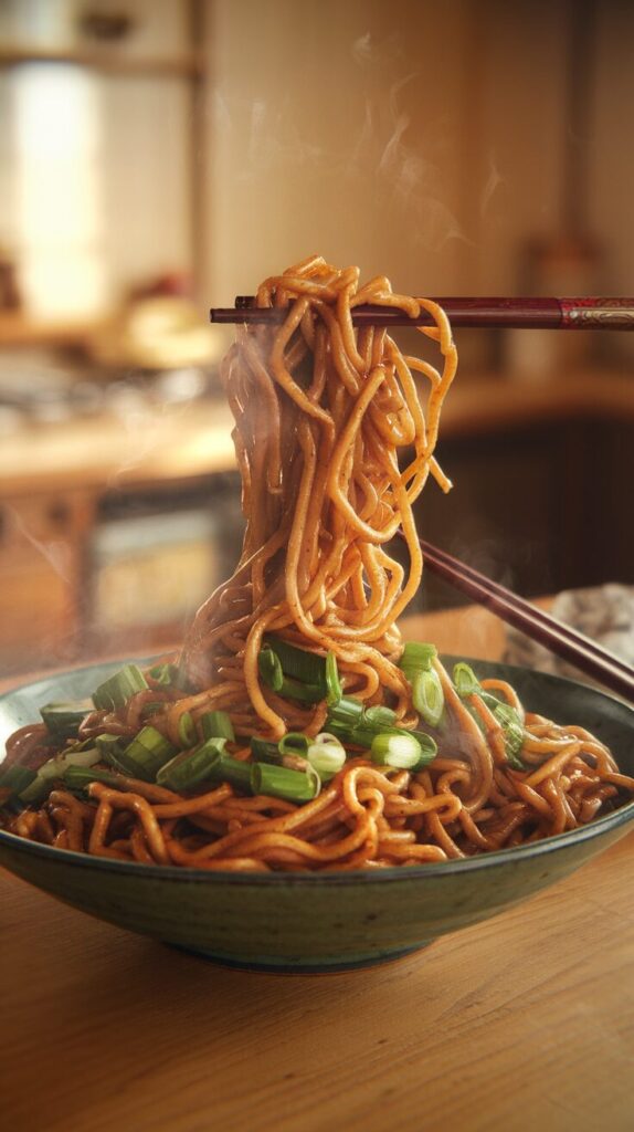Stir-Fried Noodles with Green Onions & Soy Sauce