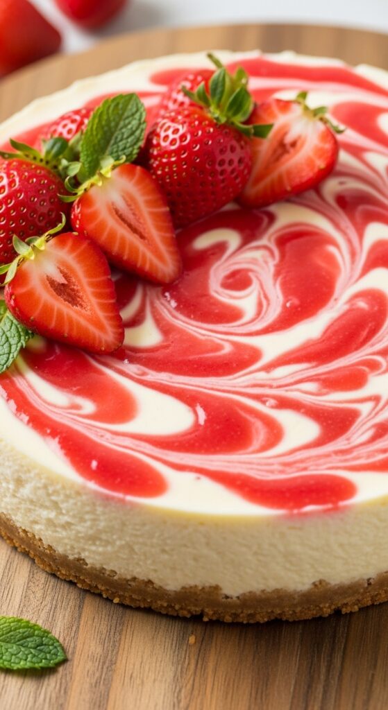 Strawberry Swirl Cheesecake