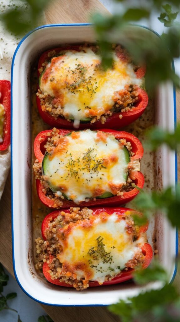 Stuffed Red Peppers with Quinoa and Veggies