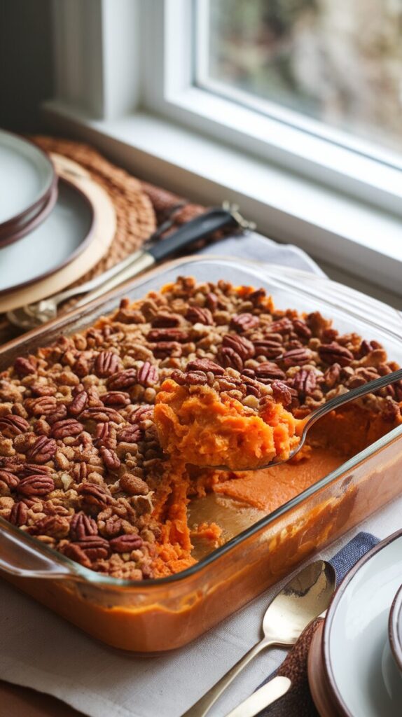 Sweet Potato Casserole with Pecan Topping