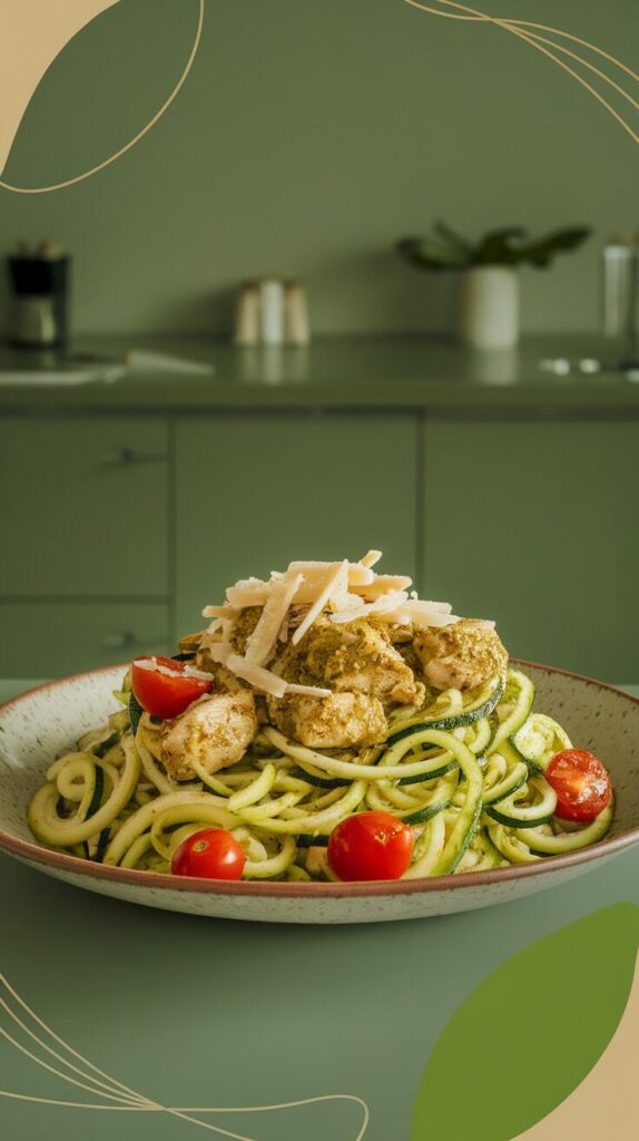 Zucchini Noodles with Pesto Chicken
