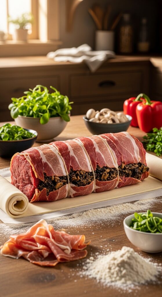 Beef tenderloin tightly wrapped