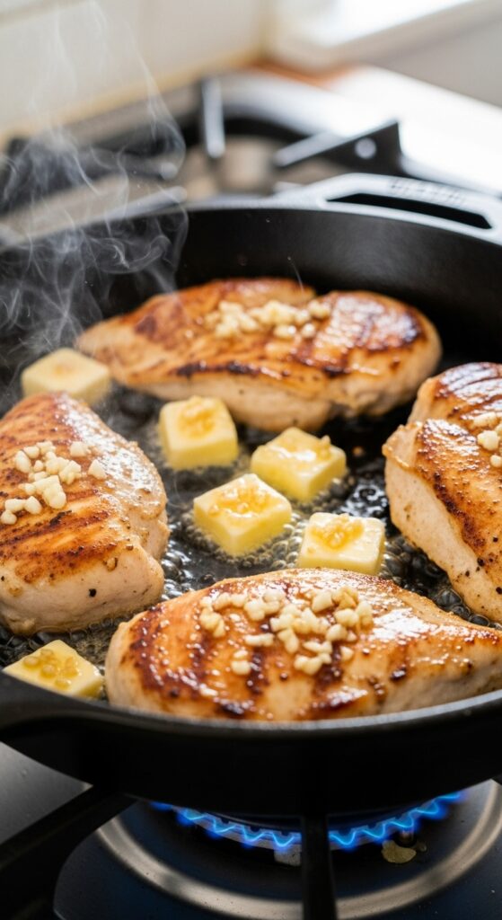 Chicken breasts cooking
