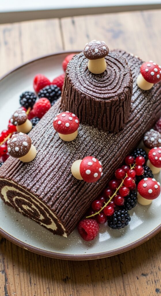 Decorated Yule Log Ready to Serve
