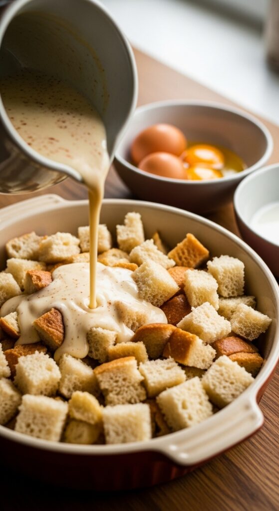 Homemade bread pudding