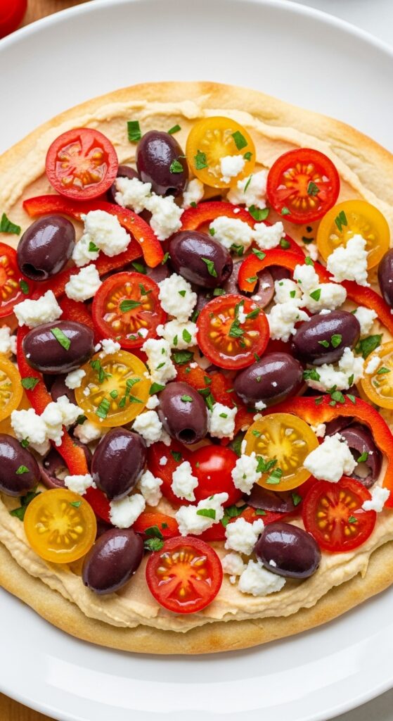 Mediterranean Veggie Flatbread Pizza