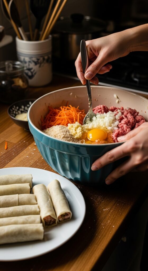 Mix the Filling & Wrap the Rolls