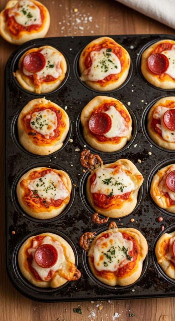 Pizza Dough Calzone Muffins