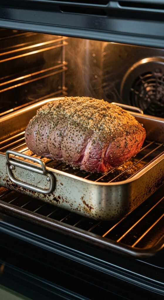 Prime rib roast cooking